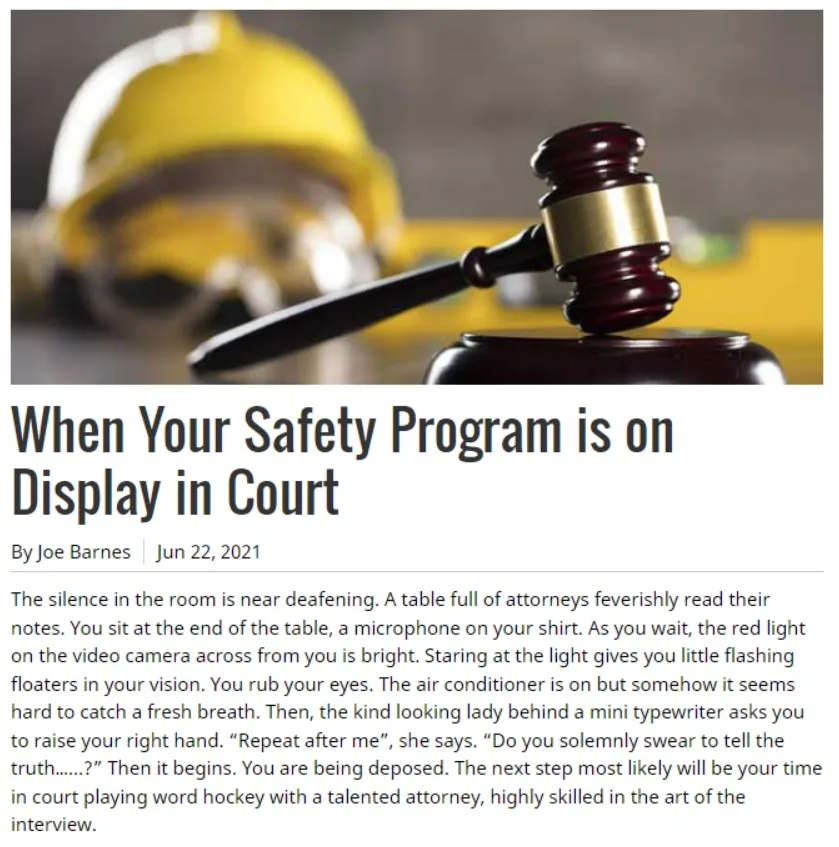 When Your Safety Program is On Display in Court