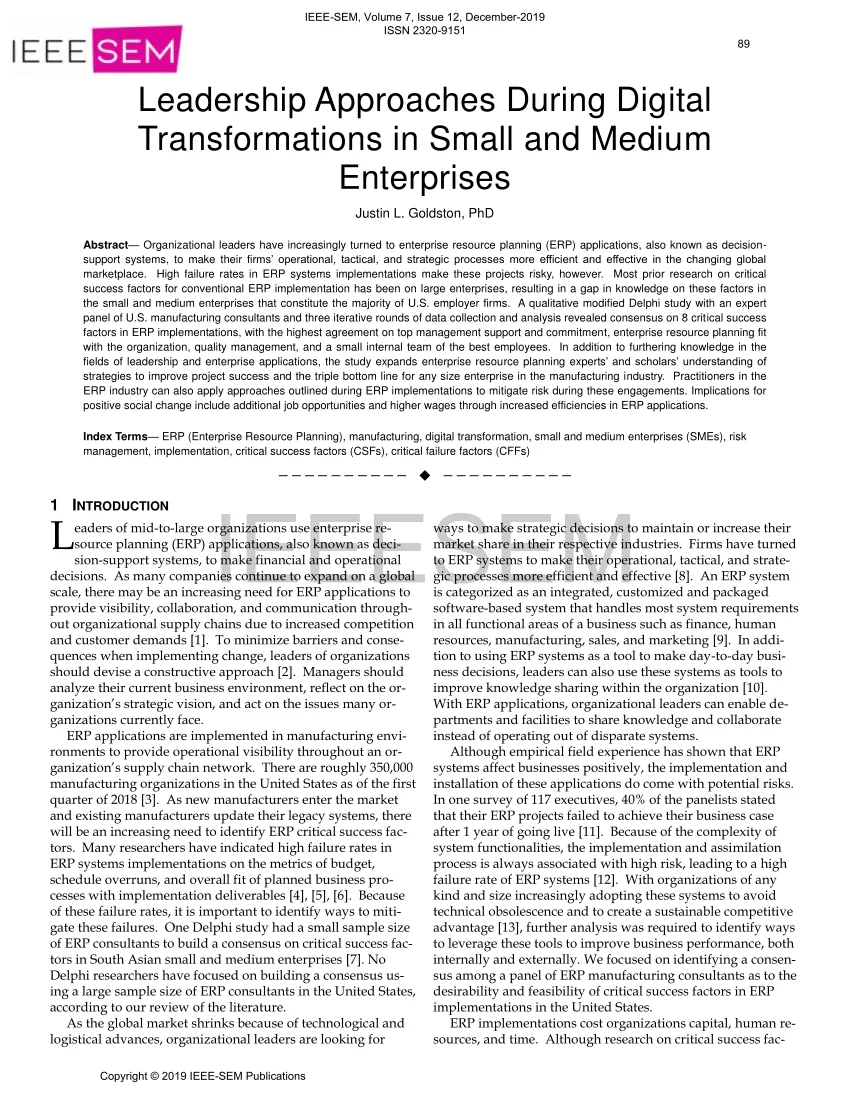 Leadership Approaches During Digital Transformations in Small and Medium Enterprises